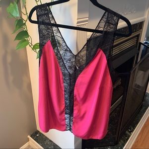 ASOS pink and black lace tank